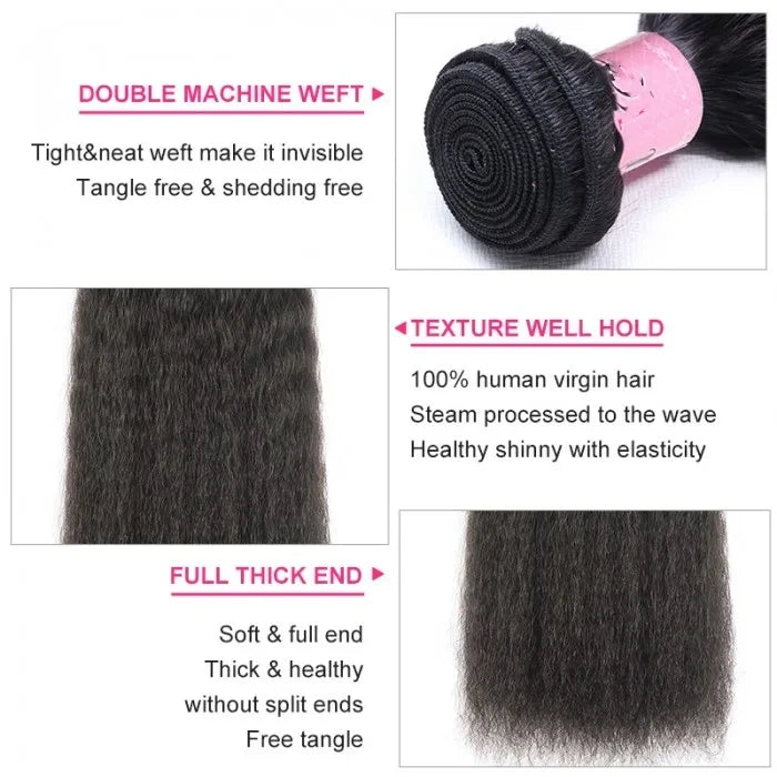 kinky straight Virgin Hair bundles natural black 1 pc