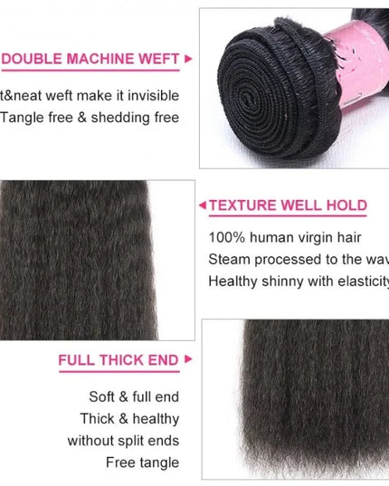 kinky straight Virgin Hair bundles natural black 1 pc