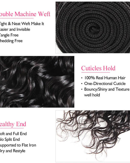 Water wave human Virgin Hair bundles natural black color 1pc