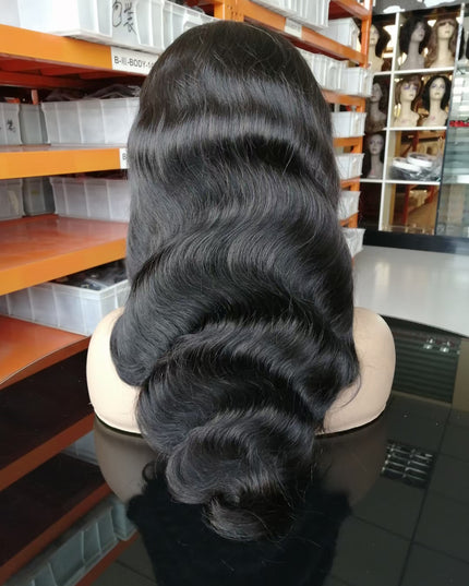 Body wave natural black color Lace Frontal 13x4 Virgin Human Hair Wig 15A