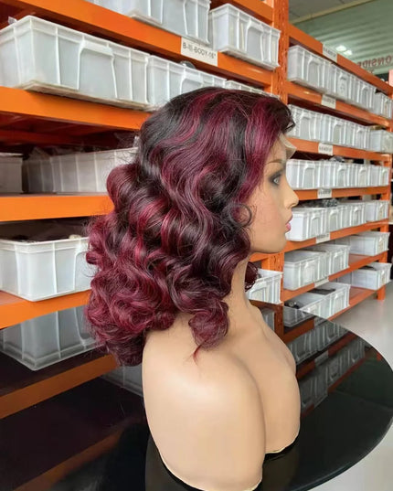 1b/99J  fashion wave 4x4，5x5 Lace closure 100% Virgin Human Hair Wig 15A