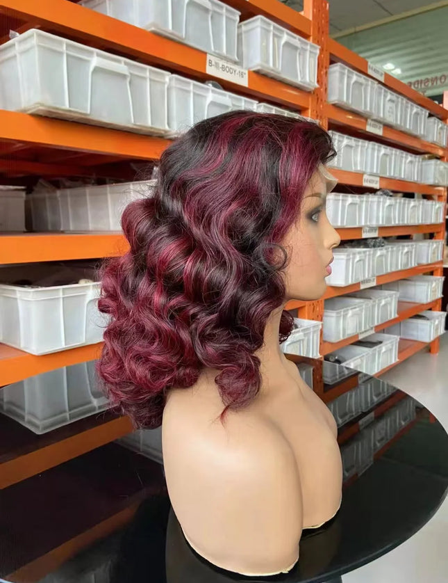 1b/99J  fashion wave 4x4，5x5 Lace closure 100% Virgin Human Hair Wig 15A