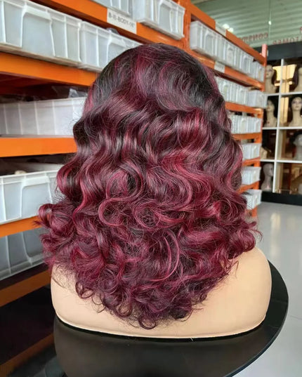 1b/99J  fashion wave 4x4，5x5 Lace closure 100% Virgin Human Hair Wig 15A