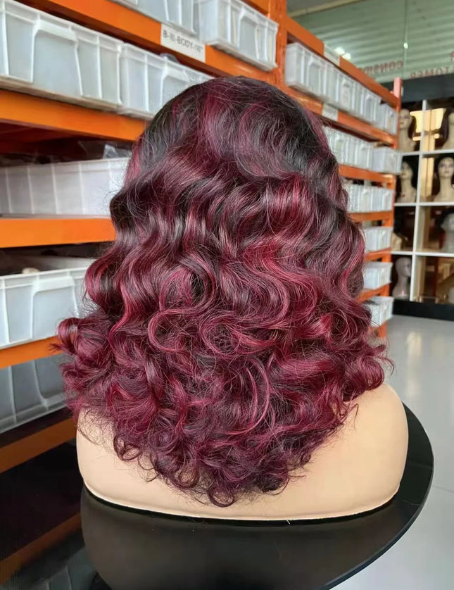 1b/99J  fashion wave 4x4，5x5 Lace closure 100% Virgin Human Hair Wig 15A