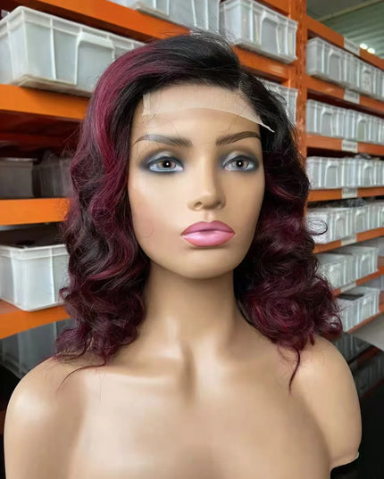 1b/99J  fashion wave 4x4，5x5 Lace closure 100% Virgin Human Hair Wig 15A