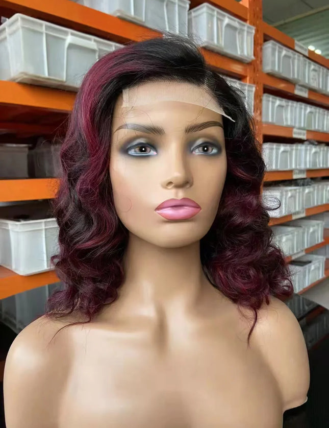 1b/99J  fashion wave 4x4，5x5 Lace closure 100% Virgin Human Hair Wig 15A