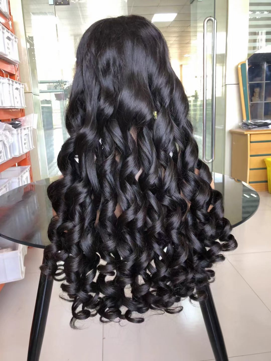 Big pixie wave Natural Black 4x4，5x5 Transparent Lace closure 100% Virgin Human Hair LACE Wig 180% density