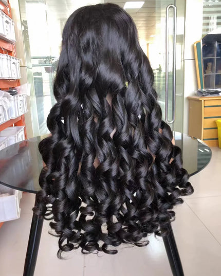 Loose wave Natural Black 4x4，5x5 Lace closure 100% Virgin Human Hair Wig 15A