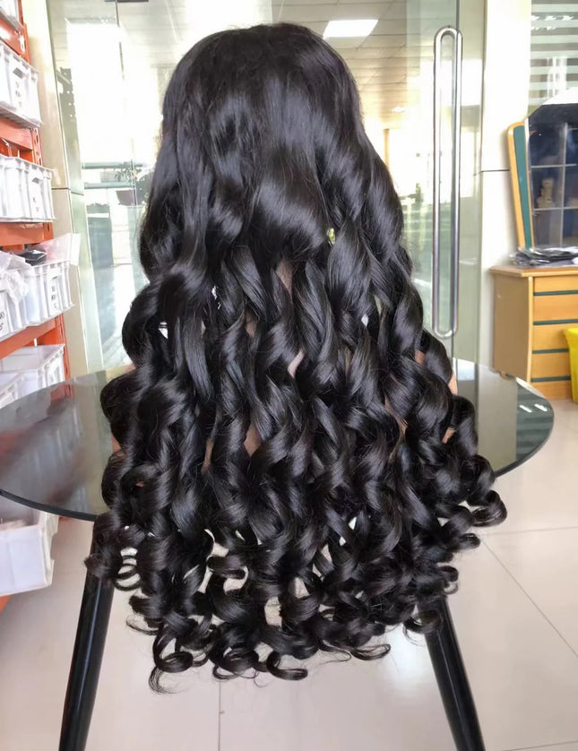 Loose wave Natural Black 4x4，5x5 Lace closure 100% Virgin Human Hair Wig 15A