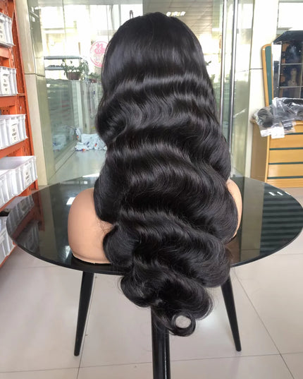 Natural Black body wave 4x4，5x5 Lace closure 100% Virgin Human Hair Wig 15A