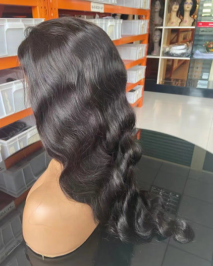 Natural Black body wave 4x4，5x5 Lace closure 100% Virgin Human Hair Wig 15A