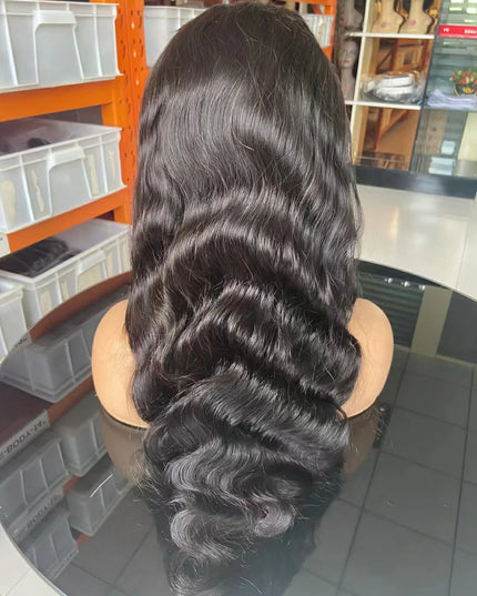 Natural Black body wave 4x4，5x5 Lace closure 100% Virgin Human Hair Wig 15A