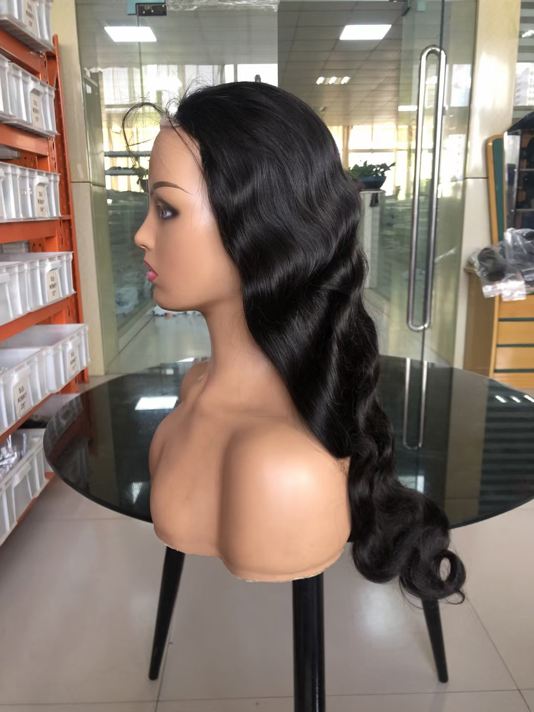 Natural Black body wave 4x4，5x5 Transparent Lace closure 100% Virgin Human Hair LACE Wig 180% density