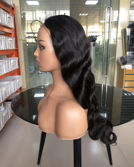 Natural Black body wave 4x4，5x5 Lace closure 100% Virgin Human Hair Wig 15A