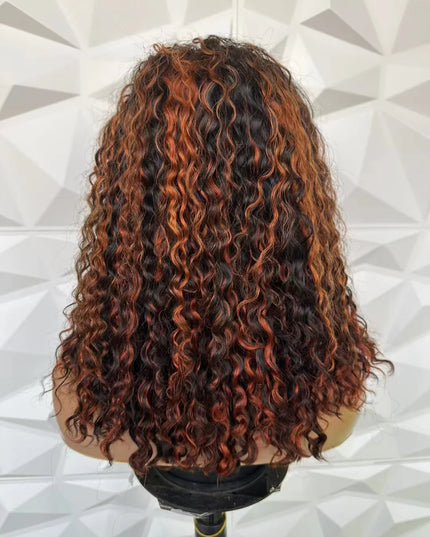 P1B/dark 350 water wave 4x4，5x5 Lace closure 100% Virgin Human Hair Wig 15A