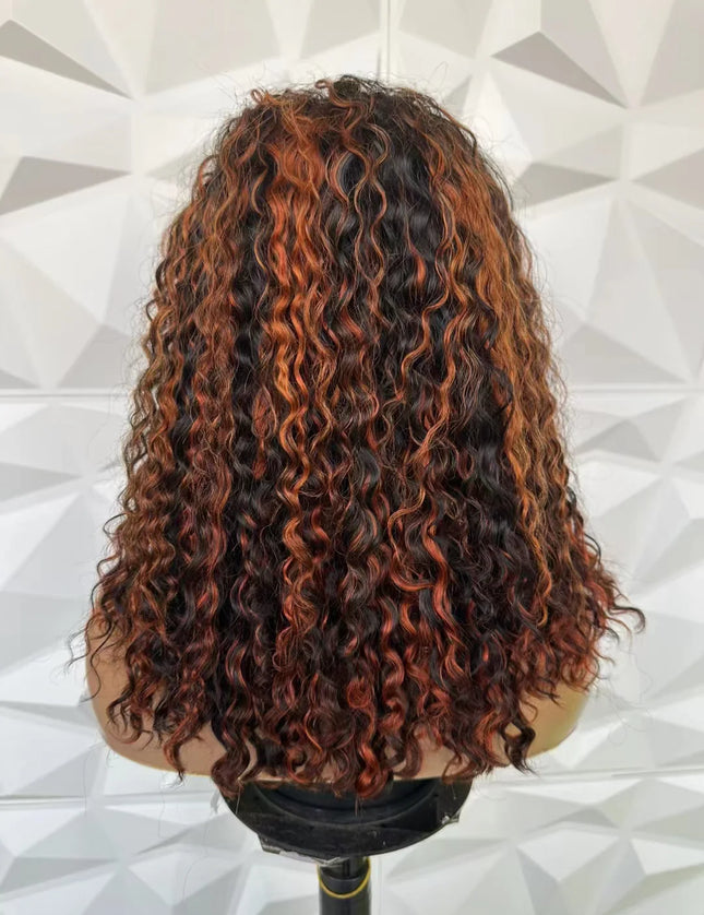 P1B/dark 350 water wave 4x4，5x5 Lace closure 100% Virgin Human Hair Wig 15A