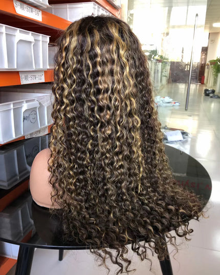 P4/27 Lace closure wig 4x4，5x5 water Wave 100% Virgin Human Hair 15A