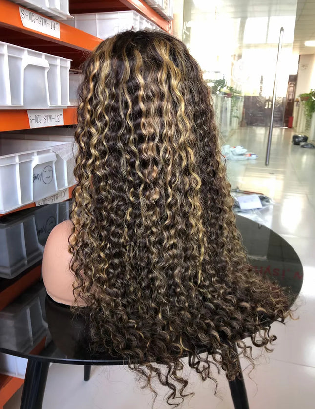 P4/27 Lace closure wig 4x4，5x5 water Wave 100% Virgin Human Hair 15A