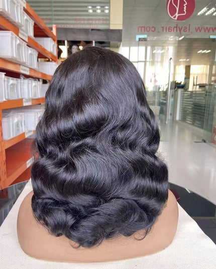 Fashion wave Natural Black 4x4，5x5 Lace closure 100% Virgin Human Hair Wig 15A