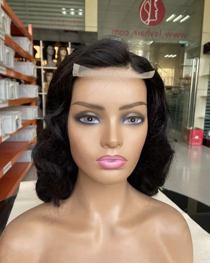 Fashion wave Natural Black 4x4，5x5 Lace closure 100% Virgin Human Hair Wig 15A