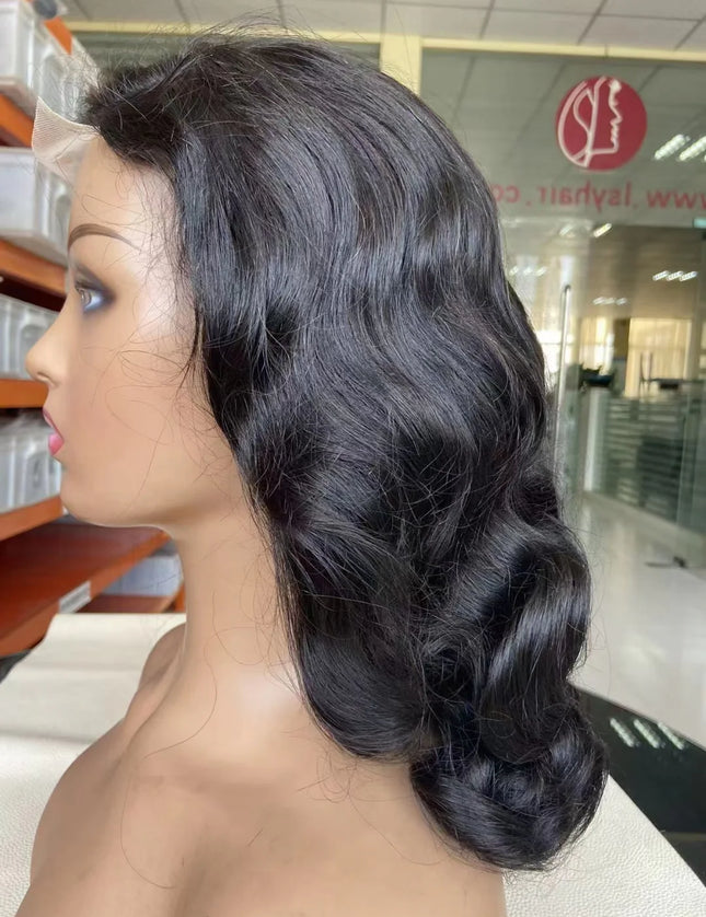 Fashion wave Natural Black 4x4，5x5 Lace closure 100% Virgin Human Hair Wig 15A