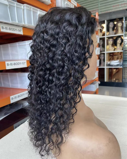 Water wave Natural Black 4x4，5x5 Lace closure 100% Virgin Human Hair LACE Wig 15A