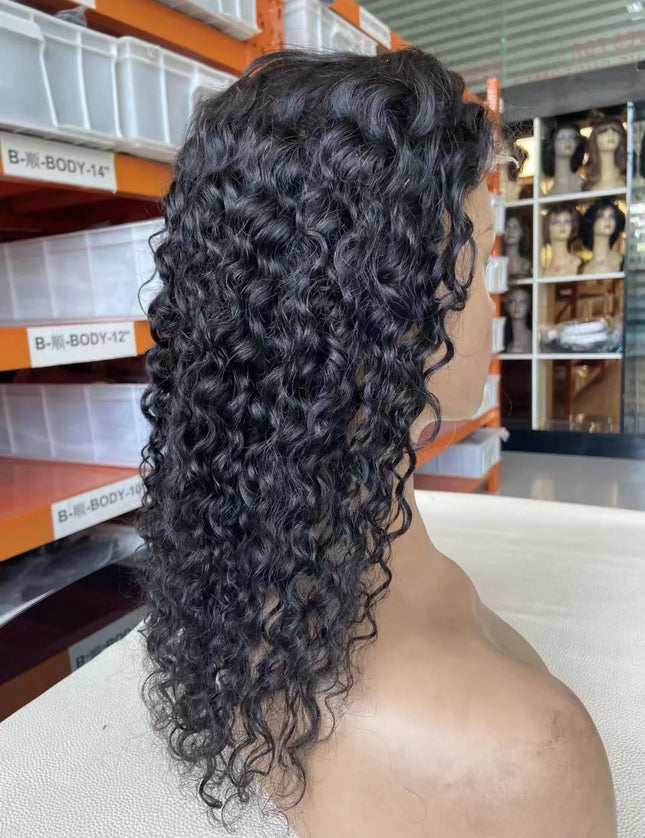 Water wave Natural Black 4x4，5x5 Lace closure 100% Virgin Human Hair LACE Wig 15A