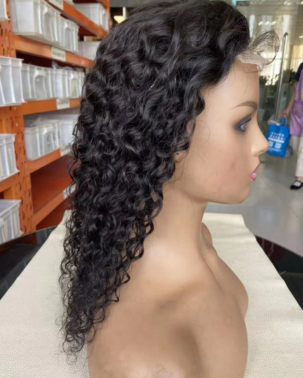 Water wave Natural Black 4x4，5x5 Lace closure 100% Virgin Human Hair LACE Wig 15A