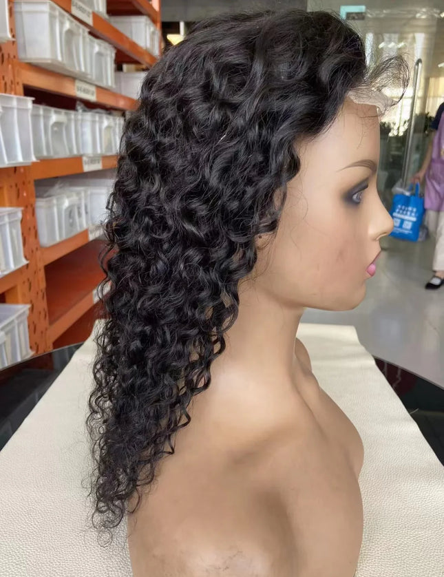 Water wave Natural Black 4x4，5x5 Lace closure 100% Virgin Human Hair LACE Wig 15A