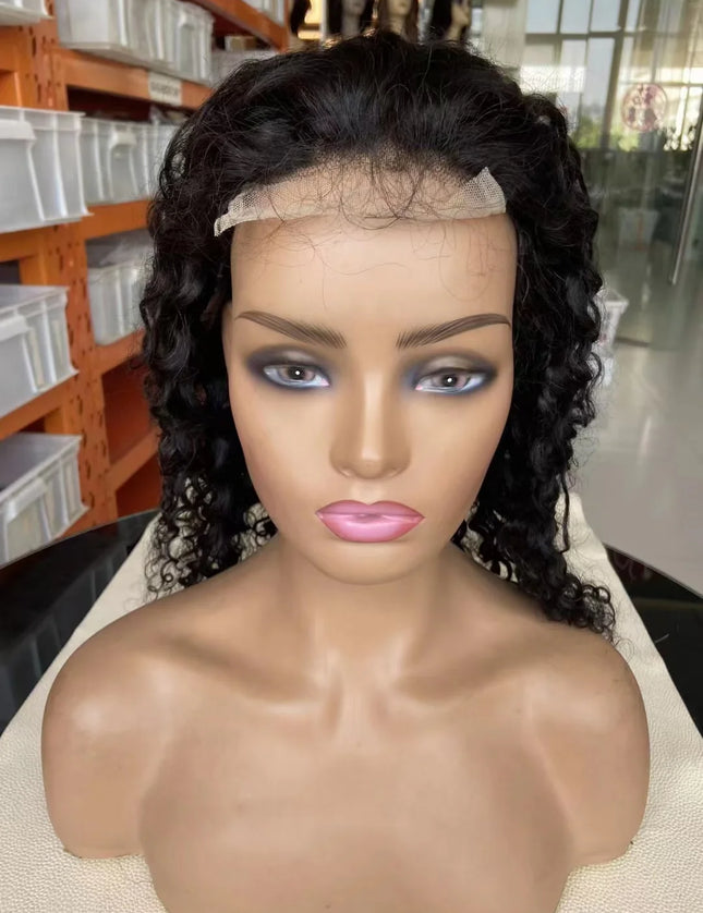 Water wave Natural Black 4x4，5x5 Lace closure 100% Virgin Human Hair LACE Wig 15A