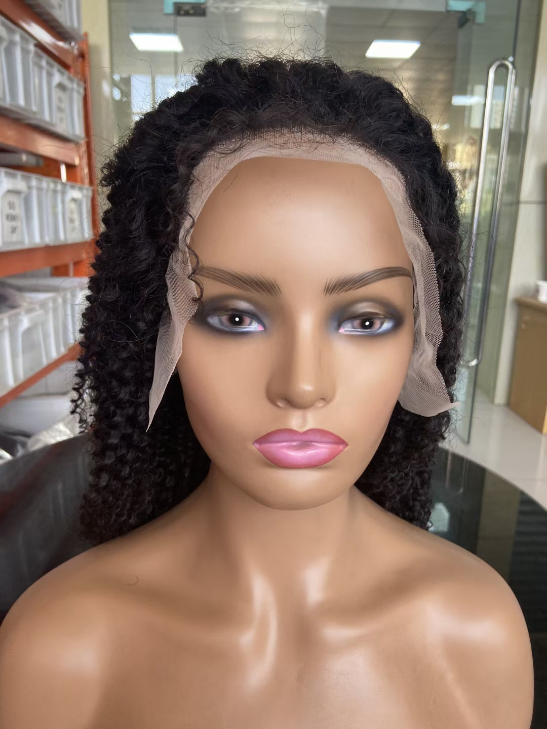 Tiny curly  13x4 Lace Frontal 100% Virgin Human Hair Transparent  LACE Wig 180% density