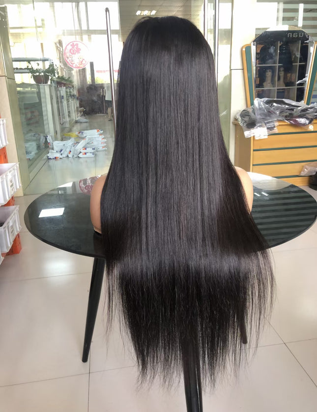 straight natural black color Lace Frontal 13x4 Virgin Human Hair Wig 15A