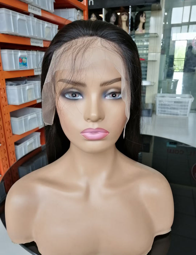 straight natural black color Lace Frontal 13x4 Virgin Human Hair Wig 15A