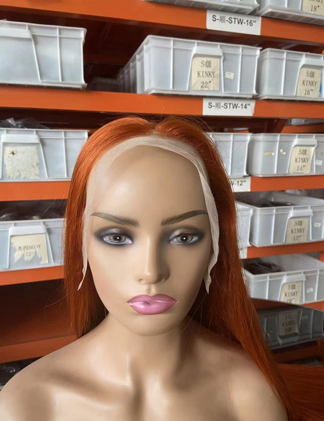 straight ginger #350 color Lace Frontal 13x4 Virgin Human Hair Wig 15A