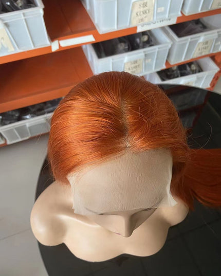 straight ginger #350 color Lace Frontal 13x4 Virgin Human Hair Wig 15A