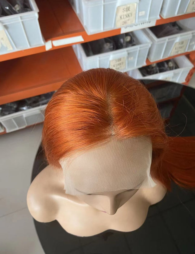 straight ginger #350 color Lace Frontal 13x4 Virgin Human Hair Wig 15A