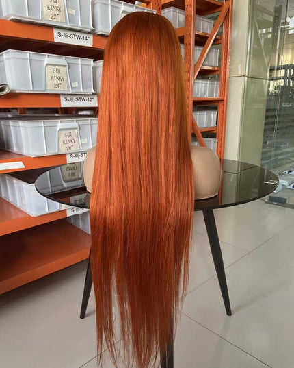 straight ginger #350 color Lace Frontal 13x4 Virgin Human Hair Wig 15A