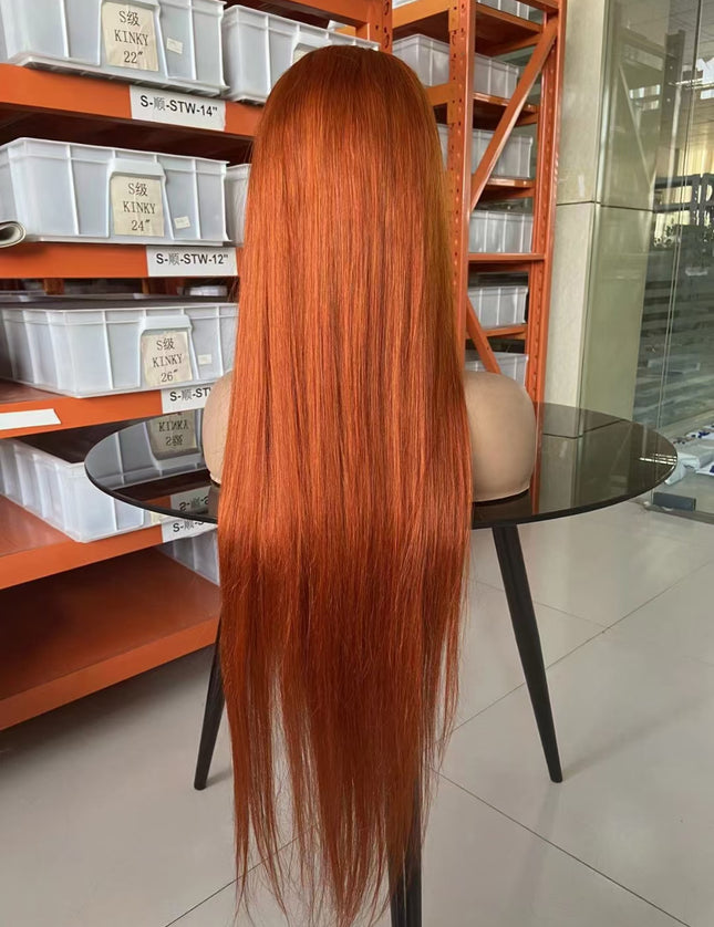straight ginger #350 color Lace Frontal 13x4 Virgin Human Hair Wig 15A