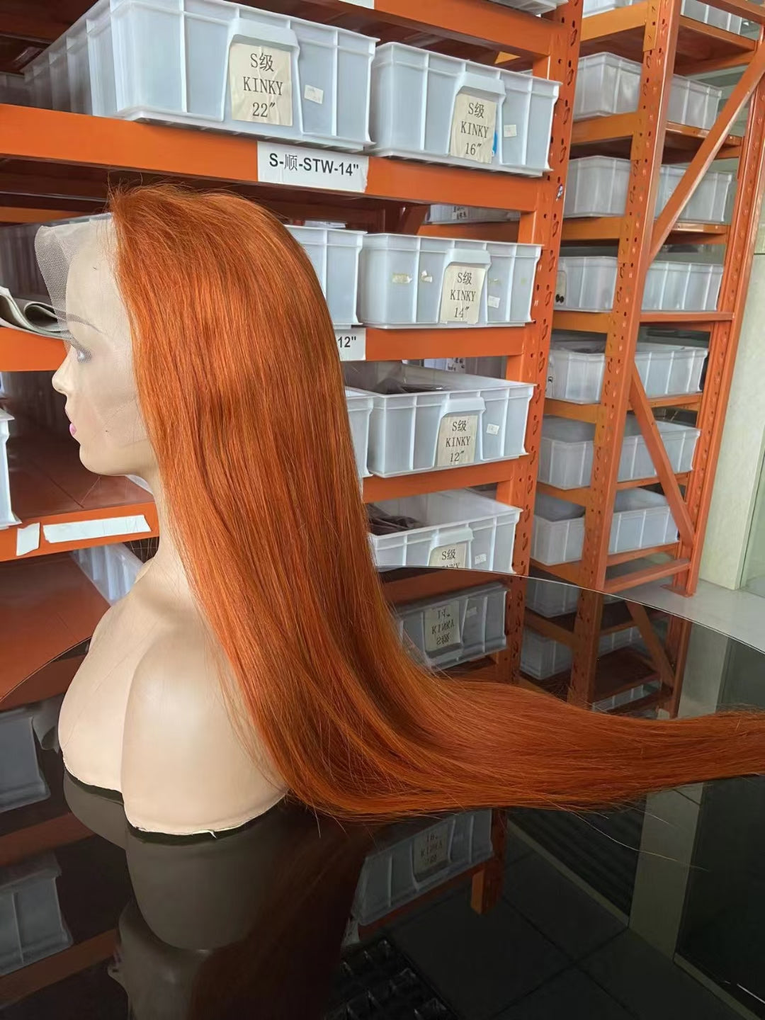 Ginger color 13x4 Transparent Lace Frontal Straight 100% Virgin Human Hair LACE Wig 180% density