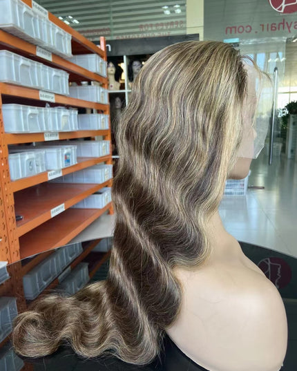 M4/27 color body wave Lace Frontal wig 13x4 Virgin Human Hair 15A