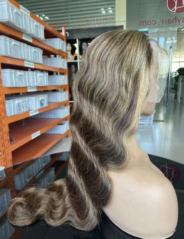 M4/27 color body wave Lace Frontal wig 13x4 Virgin Human Hair 15A