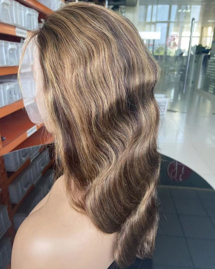 M4/27 color body wave Lace Frontal wig 13x4 Virgin Human Hair 15A