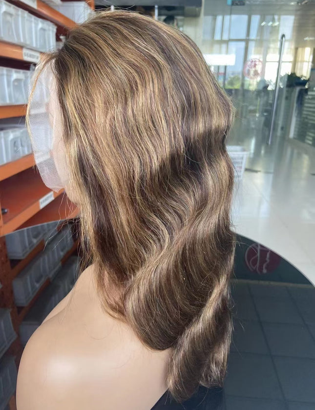 M4/27 color body wave Lace Frontal wig 13x4 Virgin Human Hair 15A