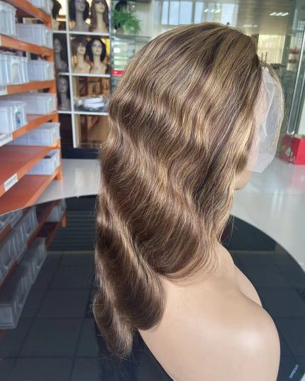 M4/27 color body wave Lace Frontal wig 13x4 Virgin Human Hair 15A