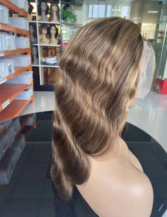 M4/27 color body wave Lace Frontal wig 13x4 Virgin Human Hair 15A