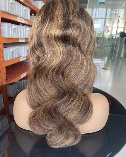 M4/27 color body wave Lace Frontal wig 13x4 Virgin Human Hair 15A