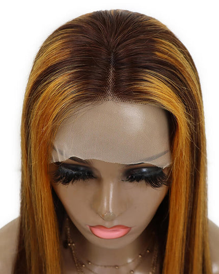 straight #6/30 color, 13x4 Lace Frontal wig 100% Virgin Human Hair Wig 15A