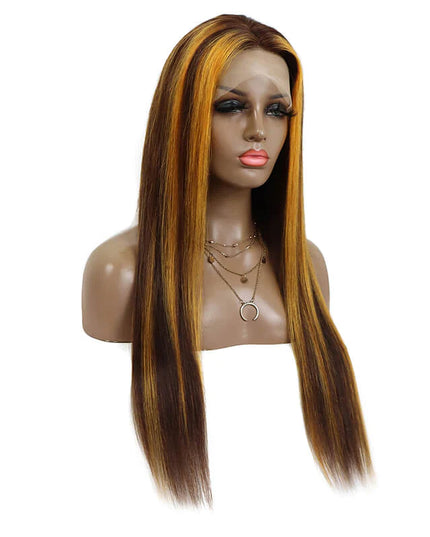 straight #6/30 color, 13x4 Lace Frontal wig 100% Virgin Human Hair Wig 15A