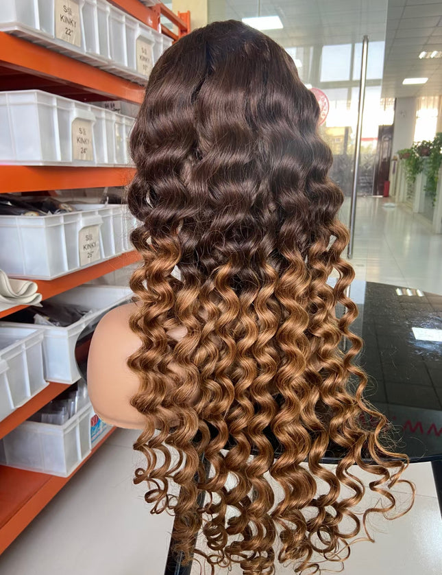 Loose wave ombre #4/30 color lace Frontal 13x4 Virgin Human Hair Wig 15A