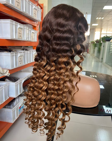 Loose wave ombre #4/30 color lace Frontal 13x4 Virgin Human Hair Wig 15A